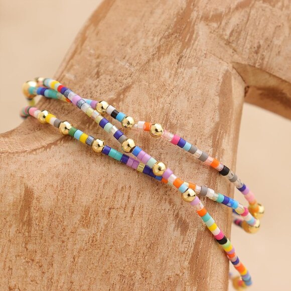 Colorful Seed Beaded Pearl Stackable Stretch Bracelets for Women - Picture 7 of 7